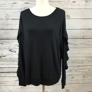 Harlowe & Graham- Black ruffle sweater, size XL